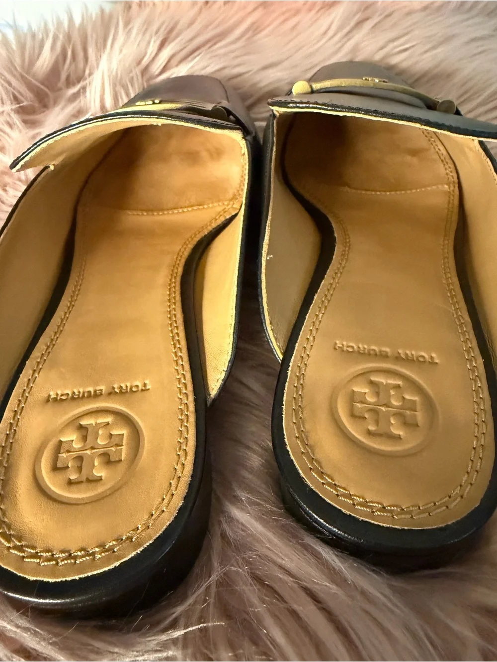 Tory Burch Amelia Backless Leather Loafers Black Size 8
